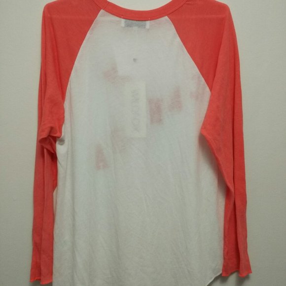 NWT Wildfox Blouse Tee Top Orange White - Picture 3 of 5